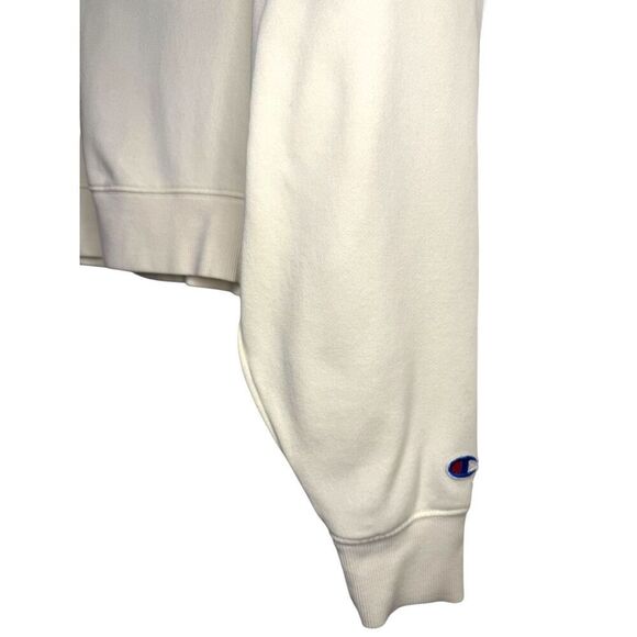 Champion Women’s Large Campus French Terry Crew Neck Sweatshirt Cream Relaxed - Picture 3 of 7